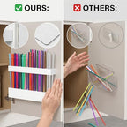 White Acrylic Straw Organizer, Cabinet Mounted Holder for Kitchen Storage - Image 5