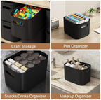 ORGIDOL 8 Pack Black Storage Bins with Lids Stackable Storage Container for Organizing, Black Storage Boxes with Handle for Shelves, Cute Organizer Bins for Craft, Snacks, 9.85x6.9x5.7 inch - Image 7