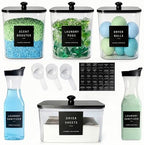 4+2 Pack Laundry Pods Containers & Dryer Sheet Holder & Laundry Detergent Dispenser, Laundry Room Organization and Storage Jars with Lids, Labels and Scoops for Scent Booster, Powder, Pods by Unknown