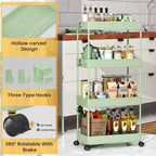 SPACEKEEPER 4 Tier Rolling Cart, Bathroom Cart Organizer with Wheels, Green - Image 7