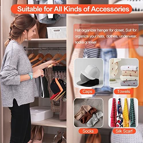 Hat Rack for Baseball Caps, 3Pack Hat Organizer, Black - Image 2
