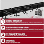 66" Garage Tool Organizer Wall Mount,20 PCS Wall Mounted Garden Tool Storage Rack Carries 720lbs, 4-Panel Steel Tool Hanger System for Shovels Rakes Brooms – Fits 16" Wall Studs - Image 6
