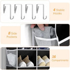 Yecaye 16-24 Pairs Over the Door Shoe Organizer, Large Capacity Hanging Shoe Rack for Door Hanger with Deep Pockets, 8 Tier Shoe Holder for Sneakers Boots Heels College Dorm Essentials, Black - Image 4