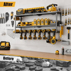 Heavy Duty Power Tool Organizer Wall Mount, Metal Tool Storage Rack Loads 320lbs, 8 Cordless Drill Holder 3 Layer for Garage, Workshop, Tool Room, Gift for Men - Image 3