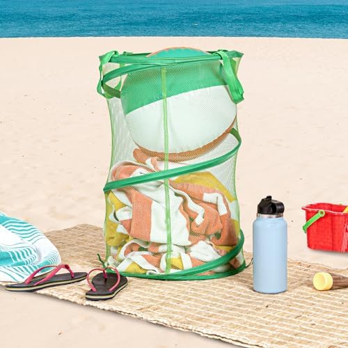 Household Essentials Pop-Up Mesh Laundry Hamper, Green - Image 3