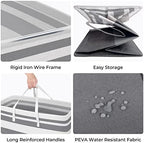 HomeHacks 2 Pack Laundry Baskets, Laundry Hampers Bags (Grey+Blue 100L) | Waterproof, Freestanding, Collapsible Clothes Hamper with Reinforced Handles in Laundry Room, Dorm, Bathroom, Bedroom - Image 2