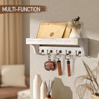 Rebee Vision Key Holder Wall Mount with Shelf for Living Room, Whitewash - Image 2