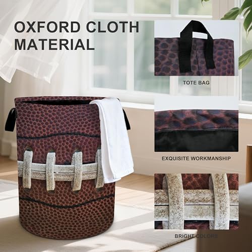 Football Laundry Basket Storage Bin Foldable Laundry Hamper Clothes Storage Bucket Organizer 19.6x15.7 Inch For Laundry Room/Bedroom/Bathroom - Image 3