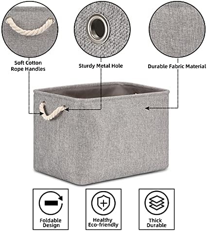Bidtakay Grey Baskets [2-Pack] Shelf Baskets for Storage 16" X 11.8" X 11.8" Large Fabric Rectangular Decorative Storage Basket Organization Bins for Shelves Closet Home Organization(Grey) - Image 5