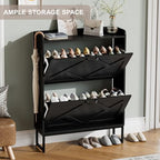 Nicetree Shoe Storage Cabinet with 2 Flip Drawers, Entryway Cabinet, Black - Image 4