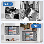 100L 6 Pack Storage Bags, Foldable Clothes Bins with Clear Window, Black | Blanket Storage Containers with Reinforced Handles for Bedding, Comforters, Clothing, Quilts and Closet Organization - Image 4