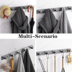 Coat Rack, Heavy Duty Stainless Steel 4 Tri Coat Hook Hanger, Wall Mounted Storage Wall Hooks, Rustic Clothes Hook/Key Hook Rail for Bathroom Kitchen Entryway(4 Hook Grey) - Image 7