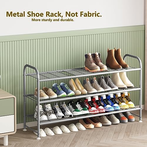 LINZINAR 3 Tier Long Shoe Rack for Closet Metal Shoe Organizer for Entryway - Image 5
