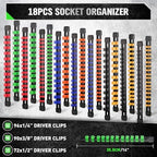 22-Piece Socket Organizer & Magnetic Wrench Organizer Set, 1/4", 3/8", 1/2" Drive Socket Holder, Total 64 Slots Metric & SAE Magnetic Wrench Holder (Socket, Wrenches not Included) - Image 2