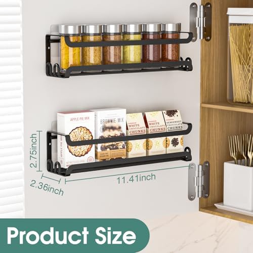 LUCYCAZ 2 Pack Wall Mounted Spice Rack for Spice Jars & Seasonings (Black) - Image 3