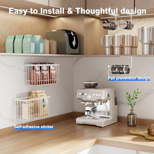 Mustorn 4 Pack Adhesive Cabinet Door Organizer, Lid Organizers Inside Cabinet Food Container/Tumbler Lid Organizer and Storage Cup Lids Holder for Kitchen & Bathroom Wall Mounted(White) - Image 4