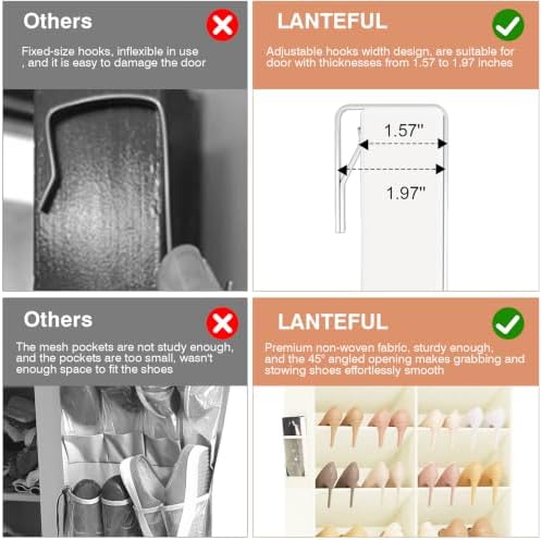 LANTEFUL Over the Door Shoe Organizer, Hanging Shoe Rack for Closet Door Shoe Storage for 30 Pairs Sneaker and Boots, Large Shoe Holder for Door with 10 Side Pockets, Space Saving, Beige - Image 7