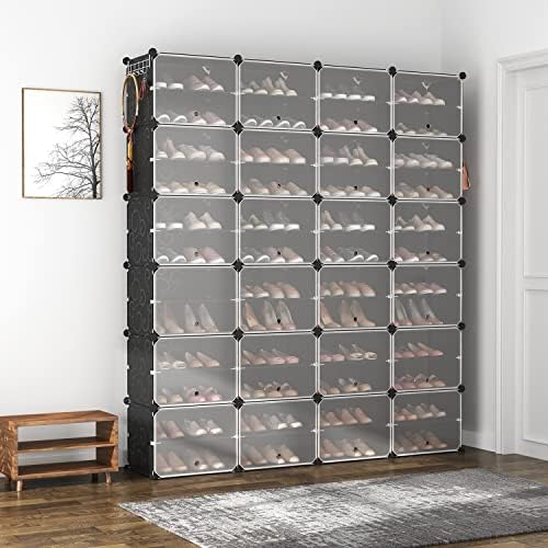 ROJASOP Shoe Storage Cabinet, 12-Tier Shoe Organizer 96 Pairs Extra Large Plastic Shoe Rack with Covers Portable Shoe Rack Organizer with Doors Big Shoe Rack for Closet Entryway Bedroom - Image 2