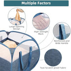Durable Collapsible Laundry Basket, 90L Clothes Hampers for Laundry, Foldable Laundry Basket with Handles, Tear-proof Pop Up Hampers for Bedroom, Bathroom, Kids Room, Dorm, Travel or Campout Blue - Image 4