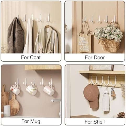 22LB Wall Hooks for Hanging Towel/Coat, White 20 Pack - Image 6