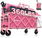 HIKEMOON 43'' Extra Long Folding Wagon with Extended Tailgate, Pink by Unknown