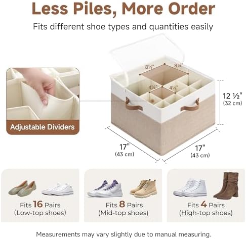 StorageWorks 2-Pack 32-Pair Closet Shoe Storage Organizer, Brown and White - Image 3
