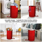BATTOO Collapsible Laundry Baskets- Foldable Hamper for Laundry Extra Large Pop Up Laundry Hamper 107L with Long Straps Drawstring Clothes Hamper for Bathroom, Campout, Dorm or Travel Red - Image 7