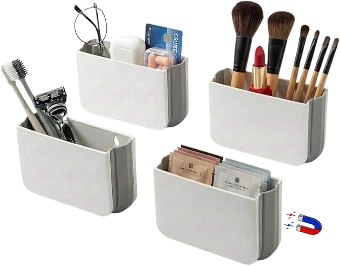 Cruise Magnetic Toothbrush Holder Cabin Walls, Foldable Toiletry Organizer for Disney RoyalCaribbean Carnival Cabin Bathroom, Strong Magnet, No Drilling, Space-Saving Travel Essential (4) by sussiedaddy