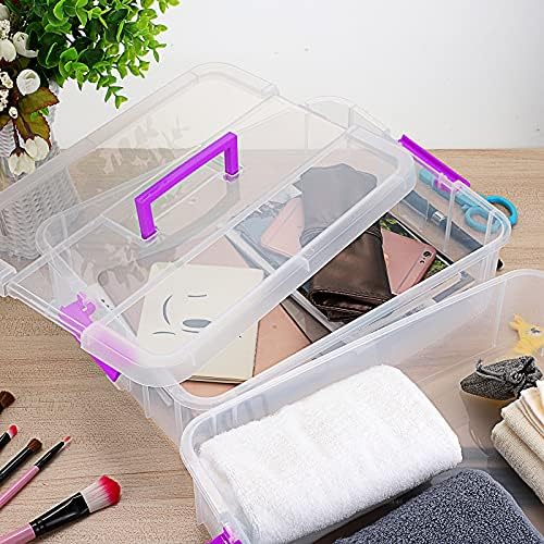 BTSKY 2 Layer Stack & Carry Box, Plastic Storage Container Box with Lid - Image 2