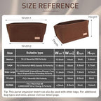 Doxo Purse Organizer Insert for Handbags & Base Shaper 2pc Set, Felt Neverfull PM Organizer Insert, Tote Bag Organizer with Zipper Pocket and Bottle Holder, Fit Neverfull PM and More, Brown-M - Image 2