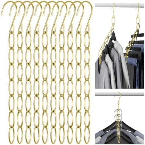 NiHome Clothing Chain Hangers 10-Pack, Space Saving Metal Closet Organizer | 7-Loop Retractable Design Chain Hanger for Compact Storage, Ideal for Travel,Dorm & Office, Wrinkle-Reducing for All Garments by NiHome