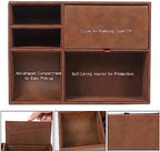 Zcaukya Men's Valet Tray, 5 Compartments, Brown - Image 3