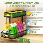 Under Sink Organizer 2-Pack, Metal 2-Tier Pull-Out Cabinet Shelf with Slide-Out Mesh Drawers, Height Adjustable, Space-Saving Under Sink Storage Racks for Kitchen, Bathroom, Laundry Room - Image 4