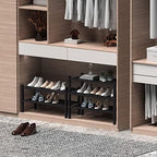 ROMGUAR CRAFT 2 Tier (Thick) Bamboo Shoe Rack for Closet Free Standing Wood Shoe Shelf for Entryway Small Space Stackable 27"x12"x14" (Black) - Image 4