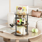 LAMU 12'' Wood Lazy Susan Turntable Organizer for Cabinet, 3 Tier Lazy Susan Spice Rack Organizer for Kitchen, Wood Turntable for Table Top, Countertop, Pantry, Bathroom - Image 6