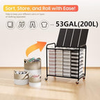 Laundry Sorter 4 Sections 48 Gal, Rolling Laundry Basket with Wheels ＆ Lid - Image 6