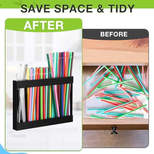 Qinyoung Acrylic Straw Holder for Cabinet Door,Classic,Large,Black - Image 6