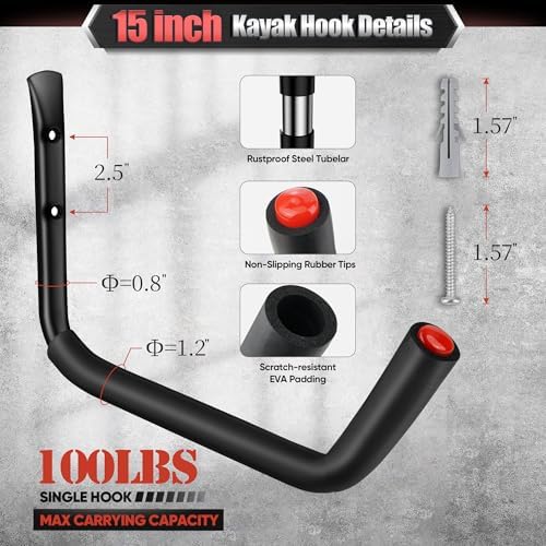 Nacial 12 Pack Heavy Duty Garage Hooks, Large Wall Hooks with EVA Pads - Image 3