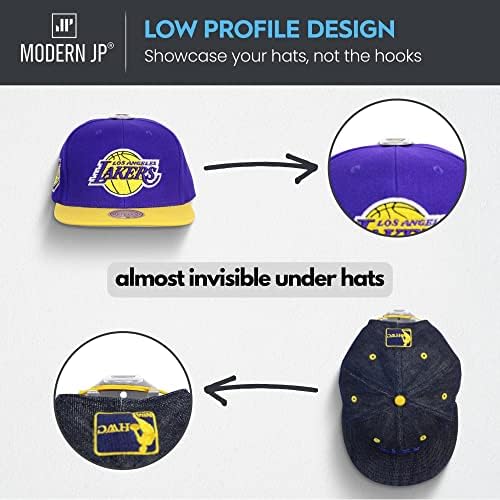 Modern JP Adhesive Hat Hooks for Wall (32-Pack) - Hat Rack for Baseball Caps, Minimalist Hat Display, Strong Hold Hat Hangers for Wall - USA Patented, White - Image 5