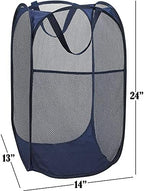BATTOO Deluxe Strong Mesh Pop up Laundry Hamper Basket with Side Pocket for Laundry Room, Bathroom, Kids Room, College Dorm or Travel Navy Blue - Image 2