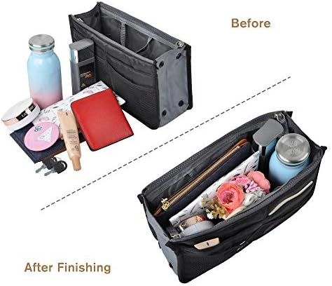 Vercord Purse Organizer Insert for Handbags Bag Organizers Inside Tote Pocketbook Women Nurse Nylon 13 Pockets Black Small - Image 6