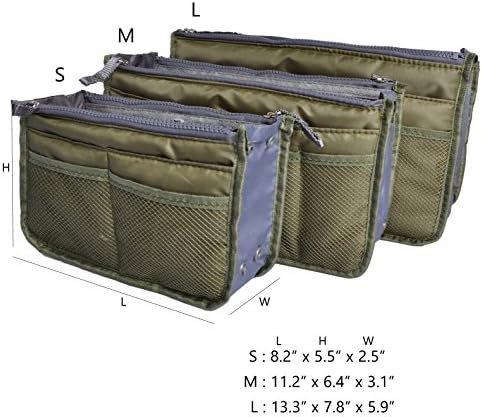 Vercord Purse Organizer Insert for Handbags Bag Organizers Inside Tote Pocketbook Women Nurse Nylon 13 Pockets Army Green Small - Image 3