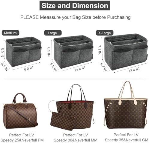 OMYSTYLE Purse Organizer Insert, Felt Tote Bag Organizer Insert with 5 Sizes, Handbag Dividers for Inside Purse, Compatible with Longchamp, Neverful, Speedy and More - Image 3