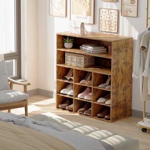 Shoe Storage Bench Cubby with 11 Cubbies, Wood Shoe Rack Organizer Cabinet - Image 7
