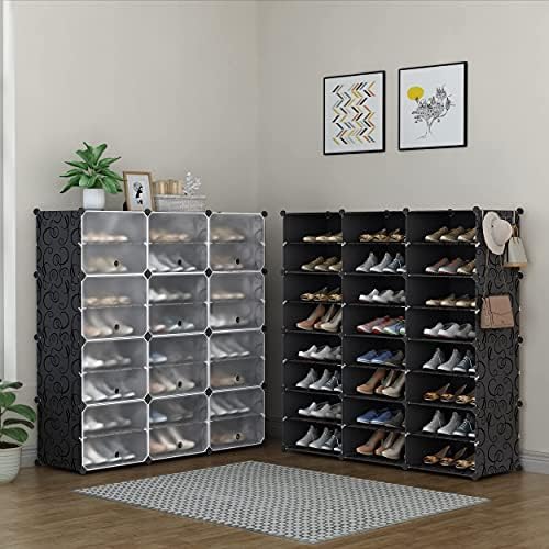 HOMIDEC Shoe Rack Organizer 48 Pair Modular Shoe Storage Cabinet for Closet | PP Plastic, Sturdy Steel Frame, Waterproof, Dustproof, Easy Clean, Shoe Shelves for Closet Garage Hallway Bedroom Entryway - Image 2