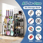 Freestanding Snowboard Rack - 4 Pair Ski, 3 Pack Snowboard, Boot, Pole, Goggles, Helmet Rack for Garage, Shed, Basement - Image 3