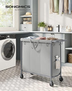SONGMICS Laundry Basket with Wheels, 3-Section, 52.7 Gallons (199.5 L) - Image 2