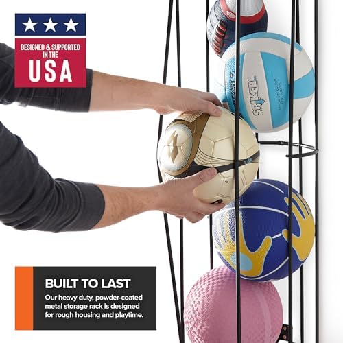Modern Innovations Vertical Ball Storage Rack (6 Pack) Wall-Mounted Sports Organizer for Soccer, Volleyball, Football, Basketball – Space-Saving Holder for Garage, Gym, or Playroom - Image 3