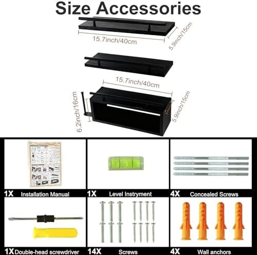 Wooden Floating Shelves with Paper Towel Holder for Bathroom Wall Storage - Image 3