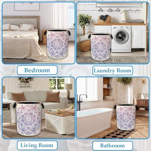 Groovy Mandala Laundry Basket Collapsible Laundry Hamper with Handle, Oxford Clothes Storage Bin for Bathroom Bedroom Room Decor, Gift Basket 16" X 20.8" - Image 6